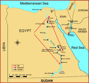 Map of Egypt - Kenya Safari & Egypt Tour